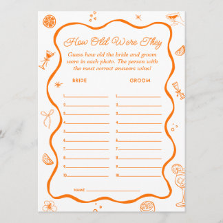 Aperol Spritz Bridal Shower Guess Age Game Card