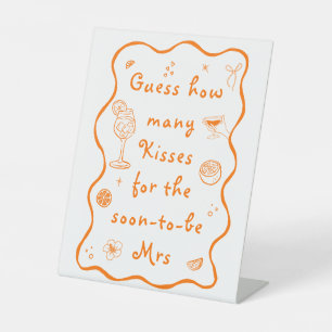 Aperol Spritz Bridal Shower Guess how many Kisses Pedestal Sign