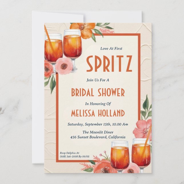 aperol spritz bridal shower invitations (Front)