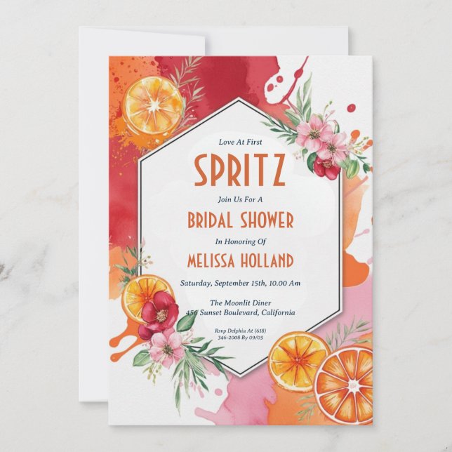 aperol spritz bridal shower invitations (Front)