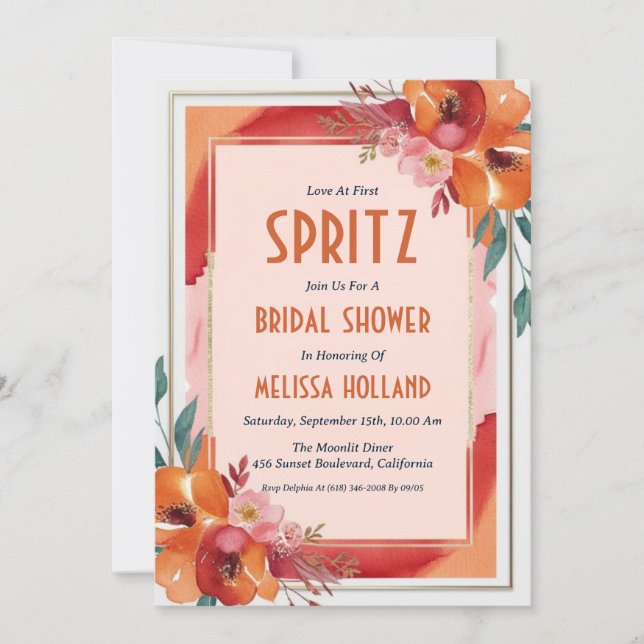 aperol spritz bridal shower invitations (Front)