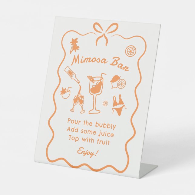 Aperol Spritz Bridal Shower Mimosa Bar Pedestal Sign (Front)