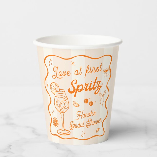 Aperol Spritz Bridal Shower Paper Cups (Front)