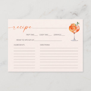 Aperol Spritz Bridal Shower Recipe Card