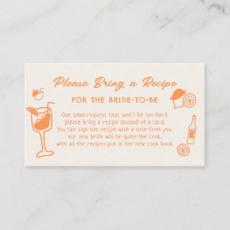 Aperol Spritz Bridal Shower Recipe Request Enclosure Card