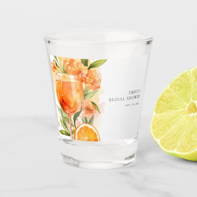 Aperol Spritz Bridal Shower Shot Glass (Front)
