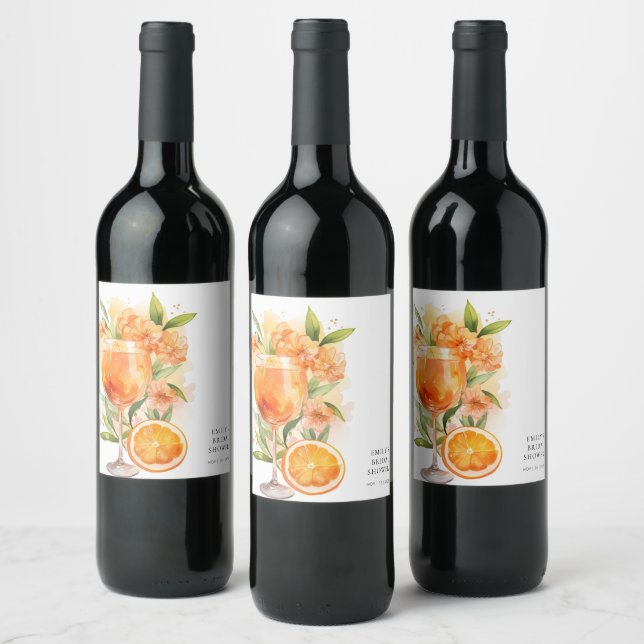 Aperol Spritz Bridal Shower Wine Label (Bottles)