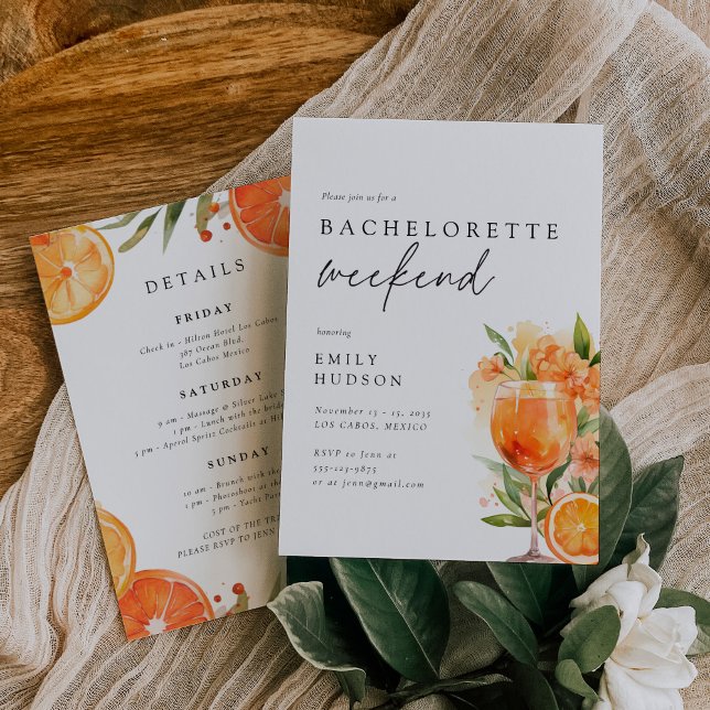 Aperol Spritz Citrus Bachelorette Weekend Invitation (Creator Uploaded)