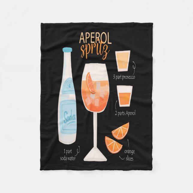 Aperol Spritz Cocktail Fleece Blanket (Front)
