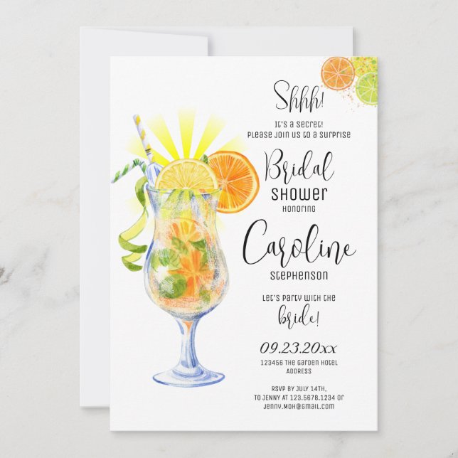 Aperol Spritz Cocktail Italian Style Bridal Shower Invitation (Front)