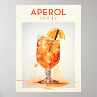 Aperol Spritz Cocktail Retro Poster