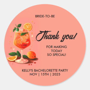 Aperol Spritz Drink Bachelorette Party Classic Round Sticker
