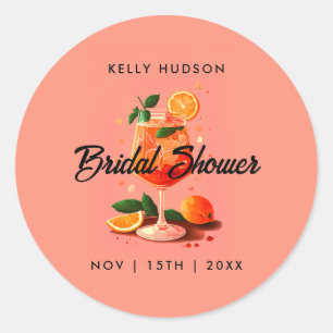 Aperol Spritz Drink Bridal Shower Classic Round Sticker
