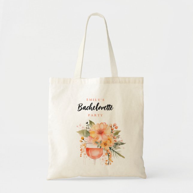 Aperol Spritz Floral Bachelorette Party Tote Bag (Front)