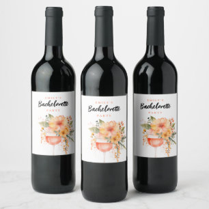 Aperol Spritz Floral Bachelorette Party Wine Label