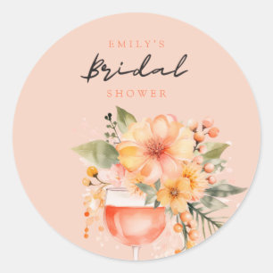 Aperol Spritz Floral Bridal Shower Classic Round Sticker