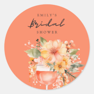 Aperol Spritz Floral Bridal Shower Classic Round Sticker