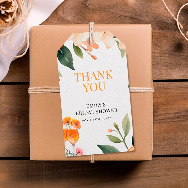 Aperol Spritz Floral Bridal Shower Favour Tag (Creator Uploaded)