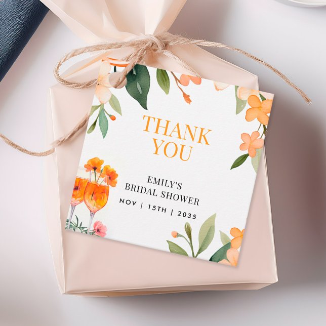 Aperol Spritz Floral Bridal Shower Favour Tag (Creator Uploaded)