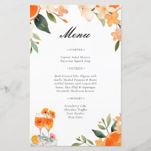 Aperol Spritz Floral Bridal Shower Menu