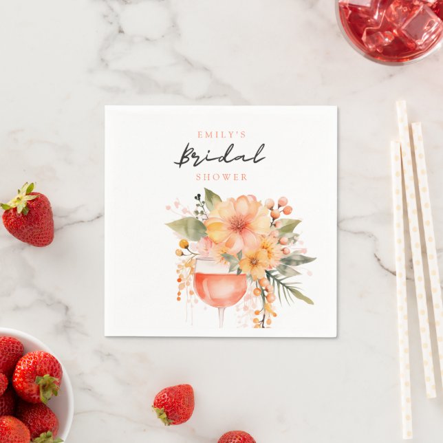 Aperol Spritz Floral Bridal Shower Napkin (Insitu)
