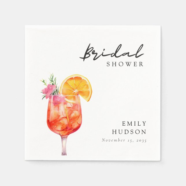 Aperol Spritz Floral Bridal Shower Napkin (Front)