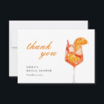Aperol Spritz Floral Watercolor Bridal Shower Thank You Card<br><div class="desc">Aperol Spritz Floral Watercolor Bridal Shower Thank You Card</div>