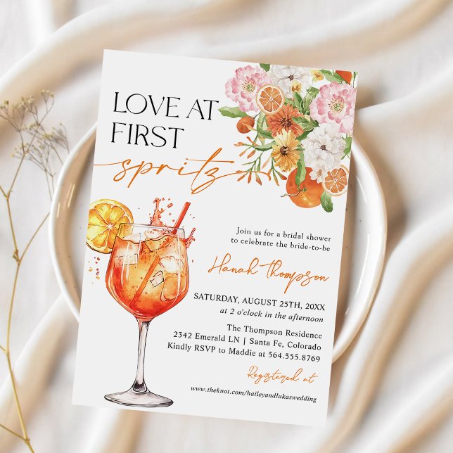 Aperol Spritz Love At First Spritz Bridal Shower Invitation (Creator Uploaded)