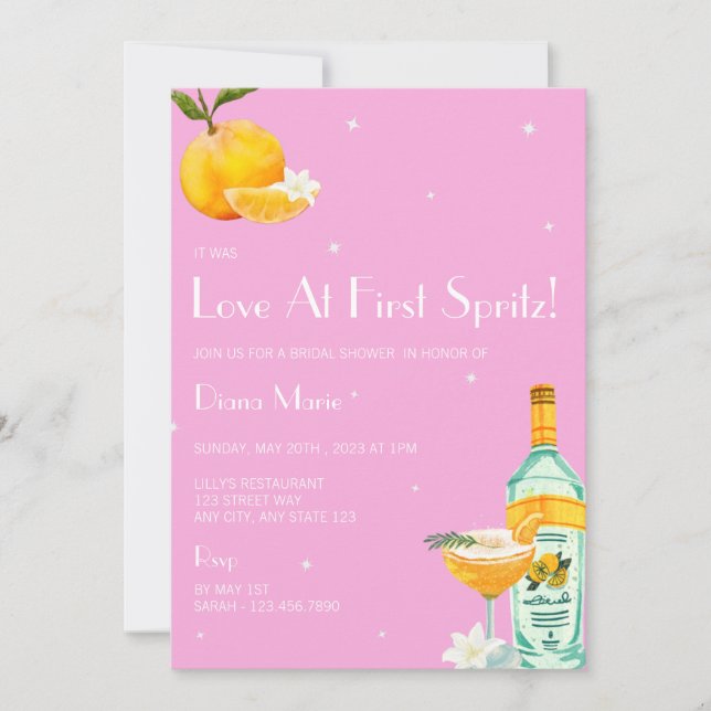 Aperol Spritz Main Squeeze Bridal Shower Invite (Front)