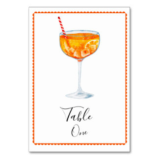 Aperol Spritz Number Table Card