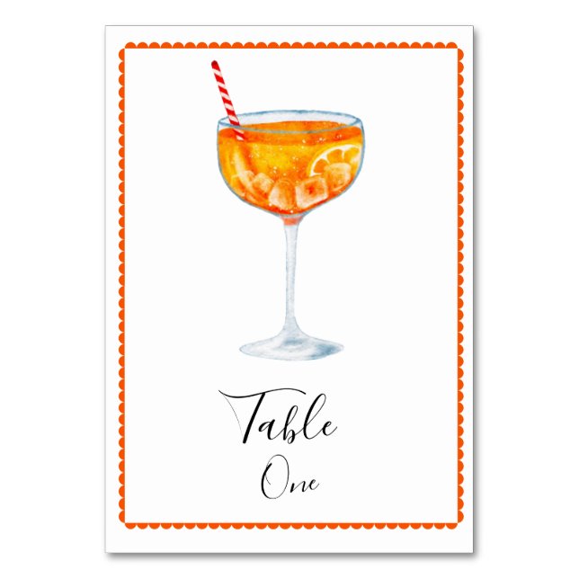 Aperol Spritz Number Table Card (Front)