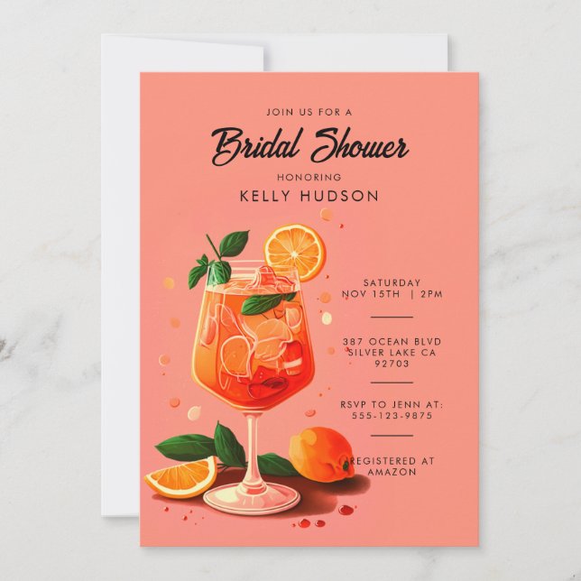 Aperol Spritz Orange Bridal Shower Invitation (Front)