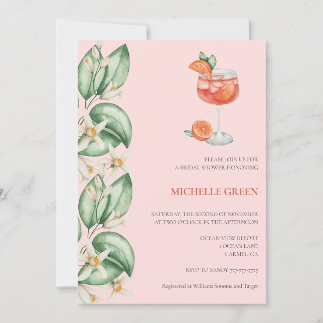 Aperol Spritz Orange Bridal Shower Invitation (Front)