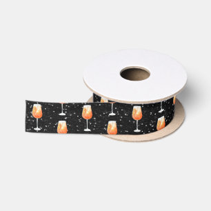 Aperol Spritz Pattern Satin Ribbon
