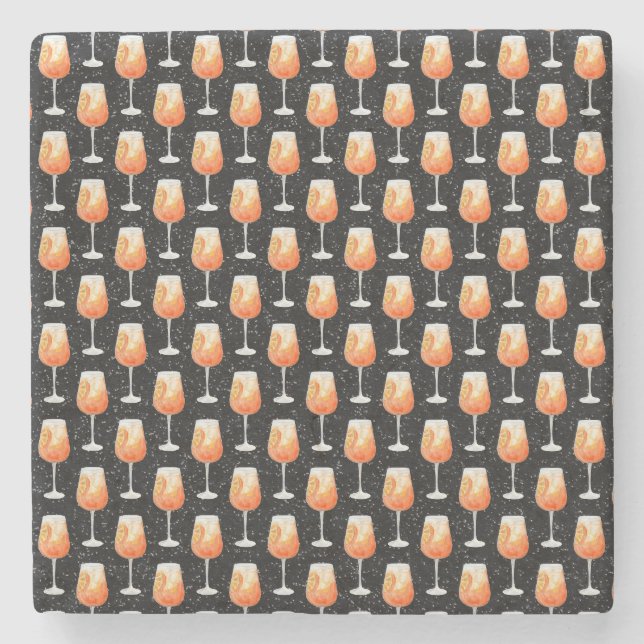 Aperol Spritz Pattern Stone Coaster (Front)