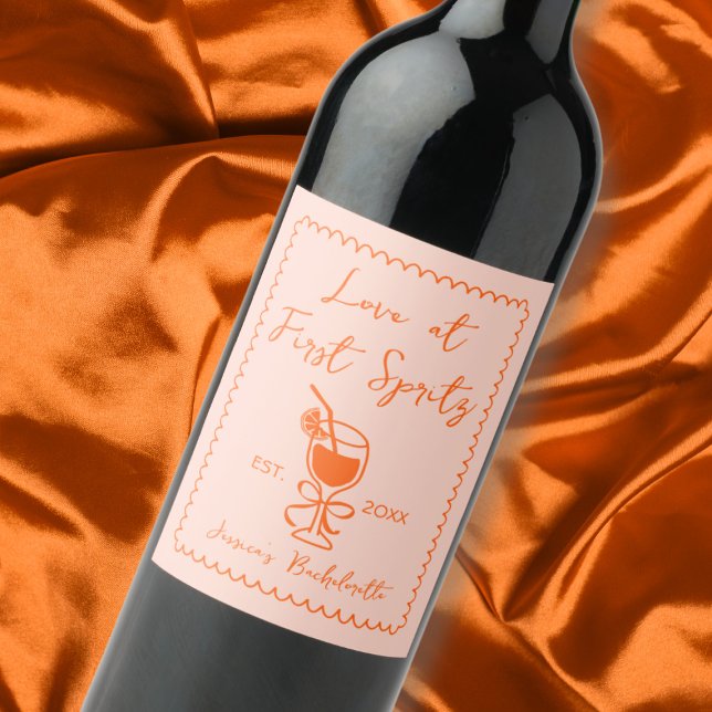 Aperol Spritz Playful Chic Hand Drawn Bachelorette Wine Label (Aperol Spritz Playful Chic Hand Drawn Bachelorette Wine Label)
