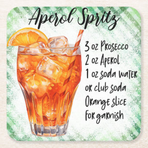 Aperol Spritz Square Paper Coaster