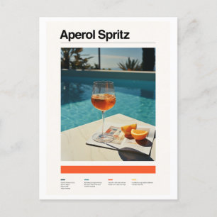 Aperol Spritz & Swimming Pool Poster Postcard