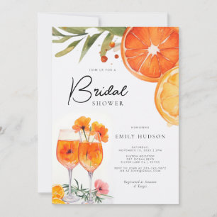 Aperol Spritz Watercolor Bridal Shower Invitation