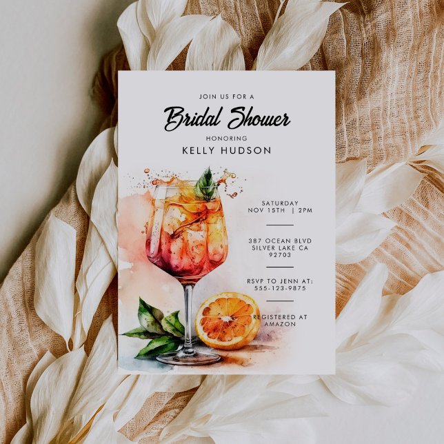 Aperol Spritz Watercolor Bridal Shower Invitation (Creator Uploaded)