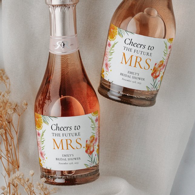 Aperol Spritz Watercolor Bridal Shower Sparkling Wine Label (Creator Uploaded)