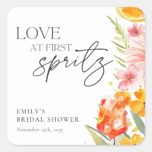 Aperol Spritz Watercolor Bridal Shower Square Sticker