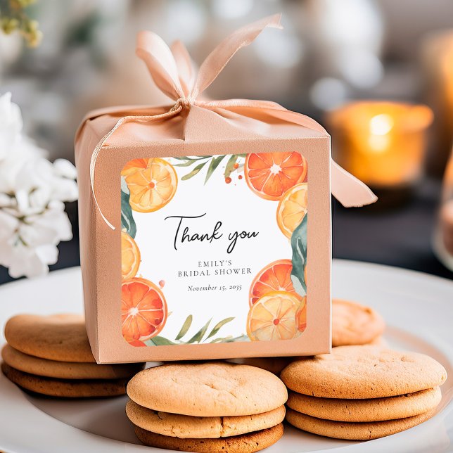 Aperol Spritz Watercolor Bridal Shower Square Sticker (Creator Uploaded)