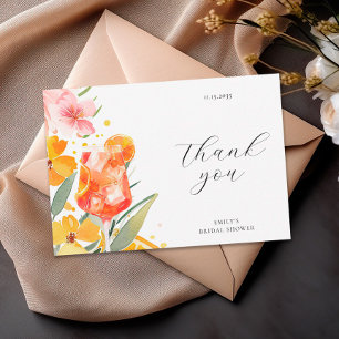 Aperol Spritz Watercolor Bridal Shower Thank You Card