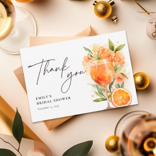 Aperol Spritz Watercolor Bridal Shower Thank You Card
