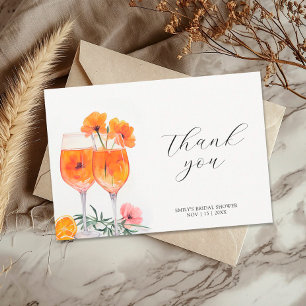 Aperol Spritz Watercolor Bridal Shower  Thank You Card