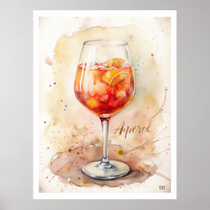 Aperol Spritz Watercolor Painting  Poster
