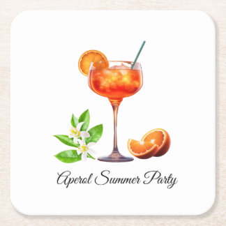 Aperol Summer Party Square Paper Coaster