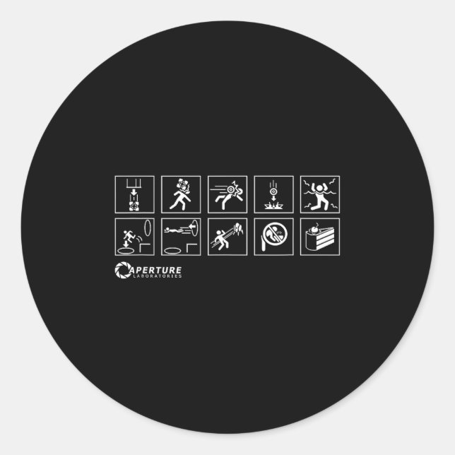 Aperture Labs Jump Into The Rtal For Science Funny Classic Round Sticker (Front)