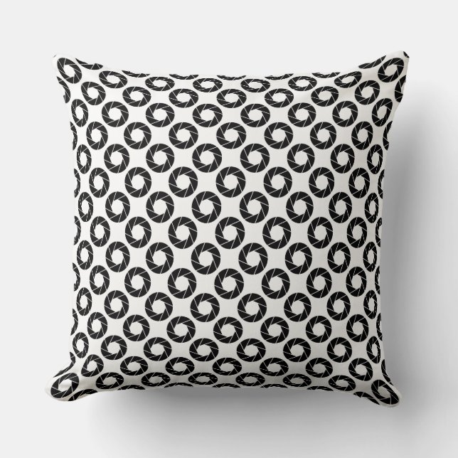 Aperture Pattern - Black on White Cushion (Front)